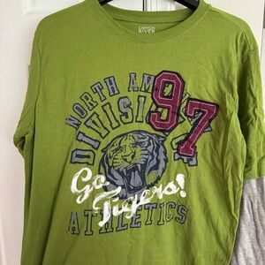 CANYON RIVER BLUES Boy's Size L 14-16 Layered Tiger Graphic T-Shirt Long Sleeve